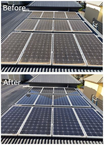 Before-After Solar Panels cleaned